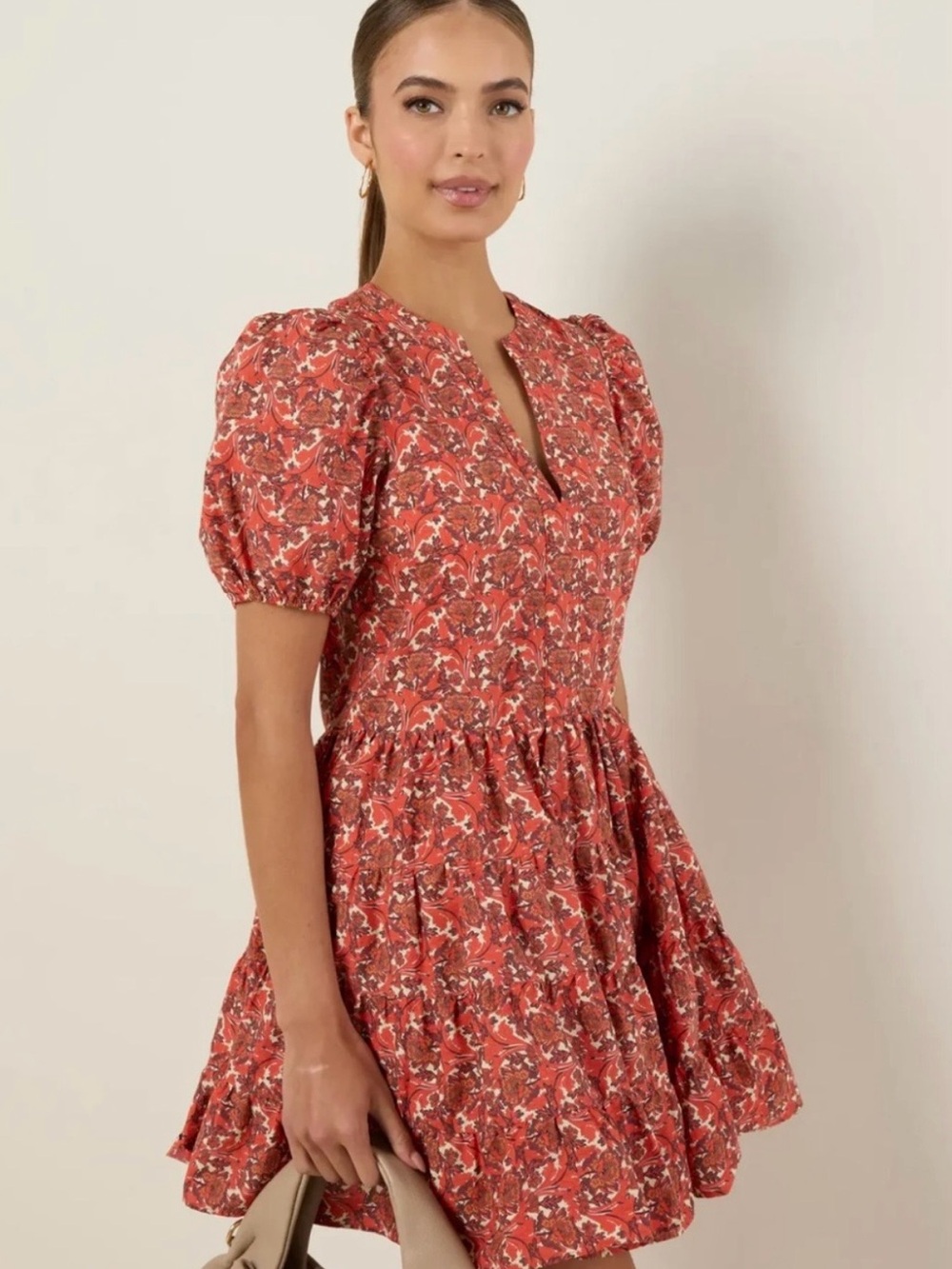 AVARA Meredith Dress XS Orange Floral blogger Fave 100% Cotton